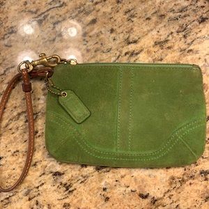 Coach Green Suede Wristlet
